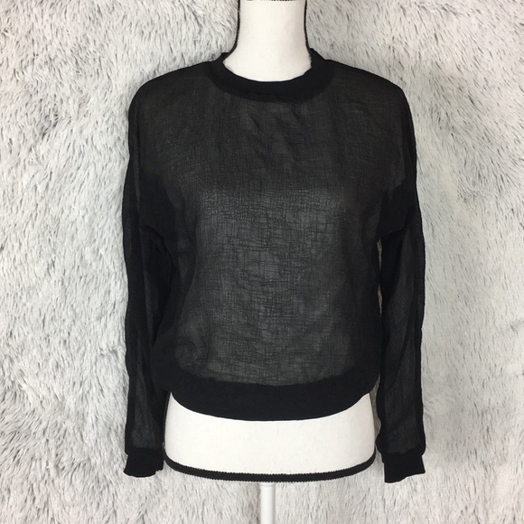 zara black sheer top